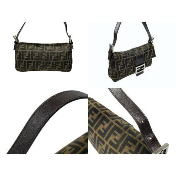 FENDI Mamma Bucket Hobo Shoulder Bag Zucca Canvas Leather Brown - Picture 3 of 8